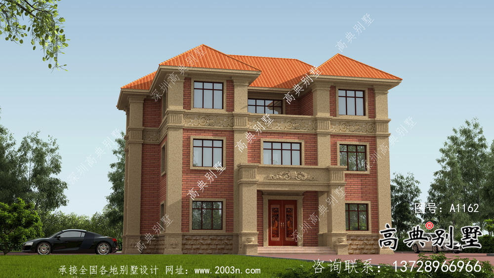 欧式实用三层别墅设计图纸