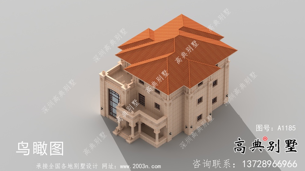 豪华欧式石材三层别墅设计图及效果图