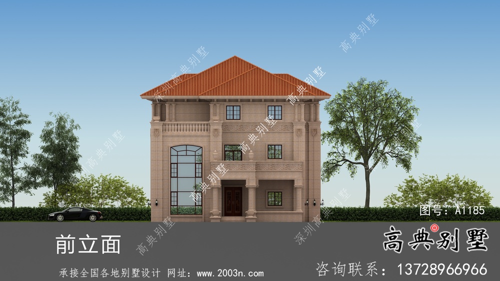 豪华欧式石材三层别墅设计图及效果图