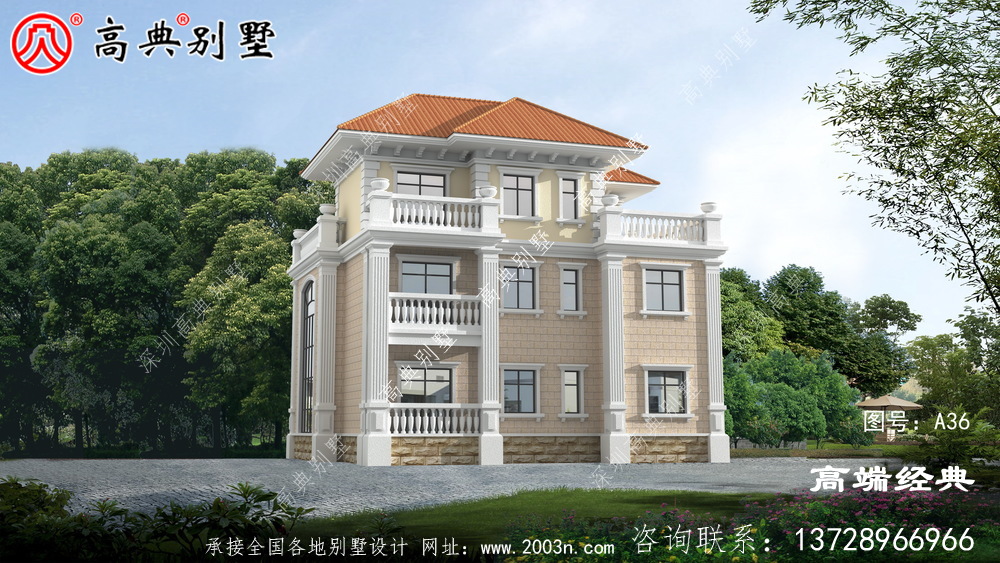   经典欧式别墅，外观精美大气占地144平
