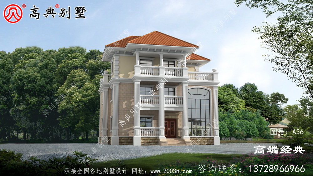   经典欧式别墅，外观精美大气占地144平
