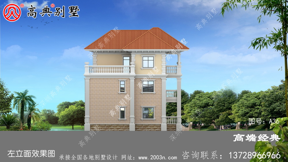  经典欧式别墅，外观精美大气占地144平