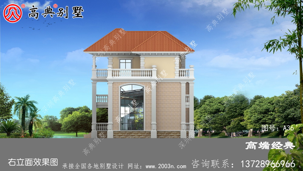   经典欧式别墅，外观精美大气占地144平