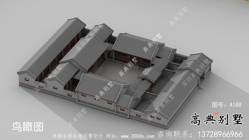 新中式传统北京三进四合院别墅设计图纸