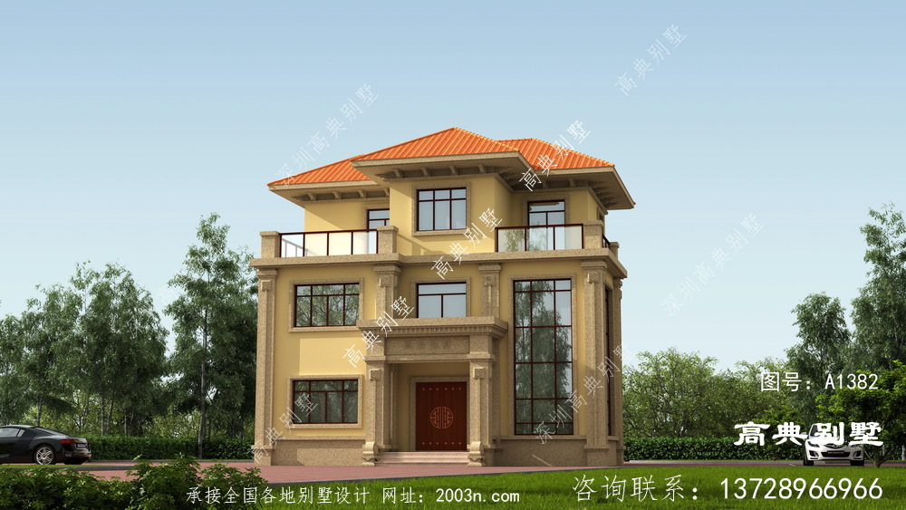 欧式三层文雅别墅设计图纸