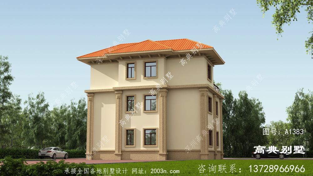 欧式高雅三层复式别墅设计图纸