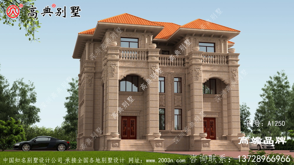 豪华欧式石材双拼三层别墅