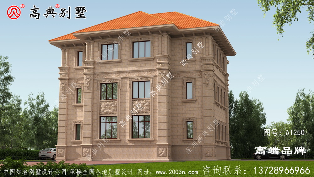 豪华欧式石材双拼三层别墅