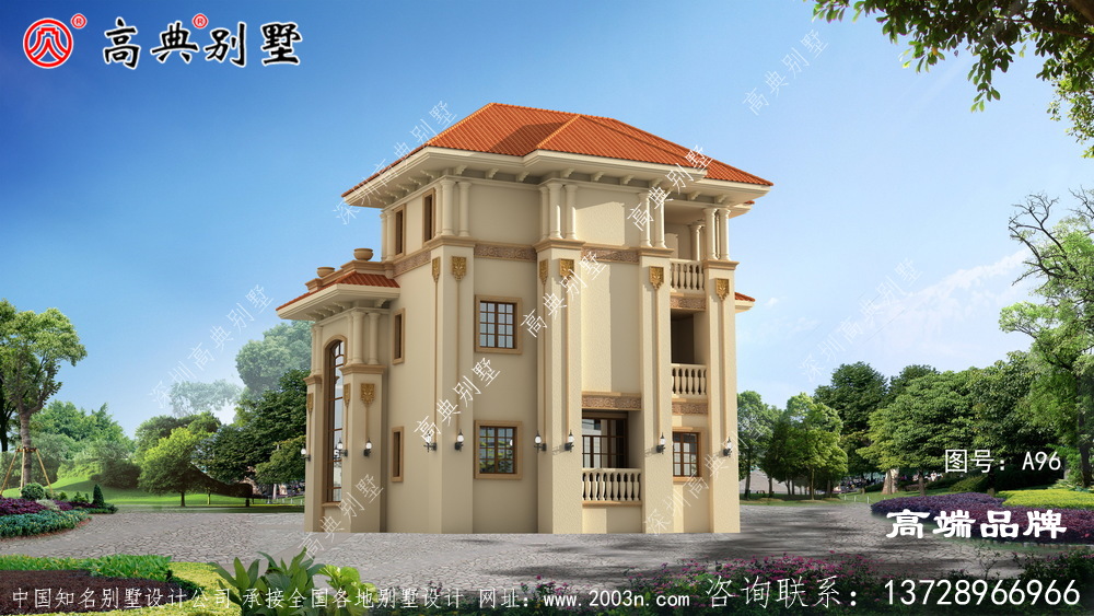 独幢乡村三层欧式古典自建别墅设计图