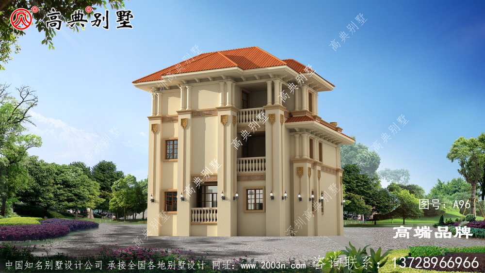 独幢乡村三层欧式古典自建别墅设计图