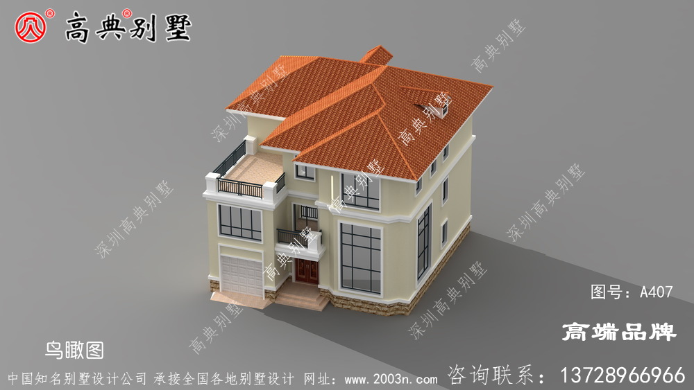 精致外观的三层农村欧式风格别墅效果图