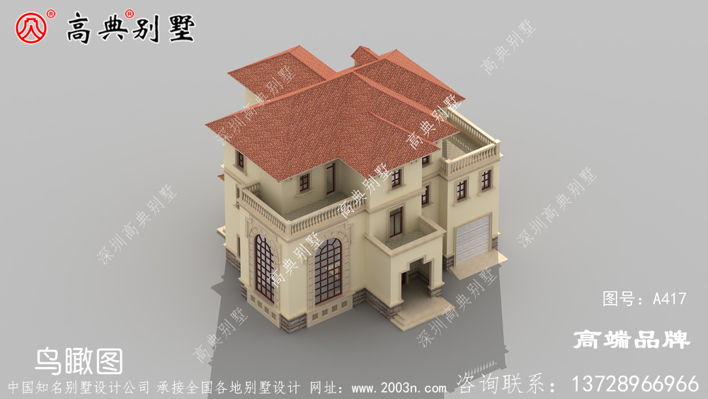 简约大方的三层欧式风格别墅效果图
