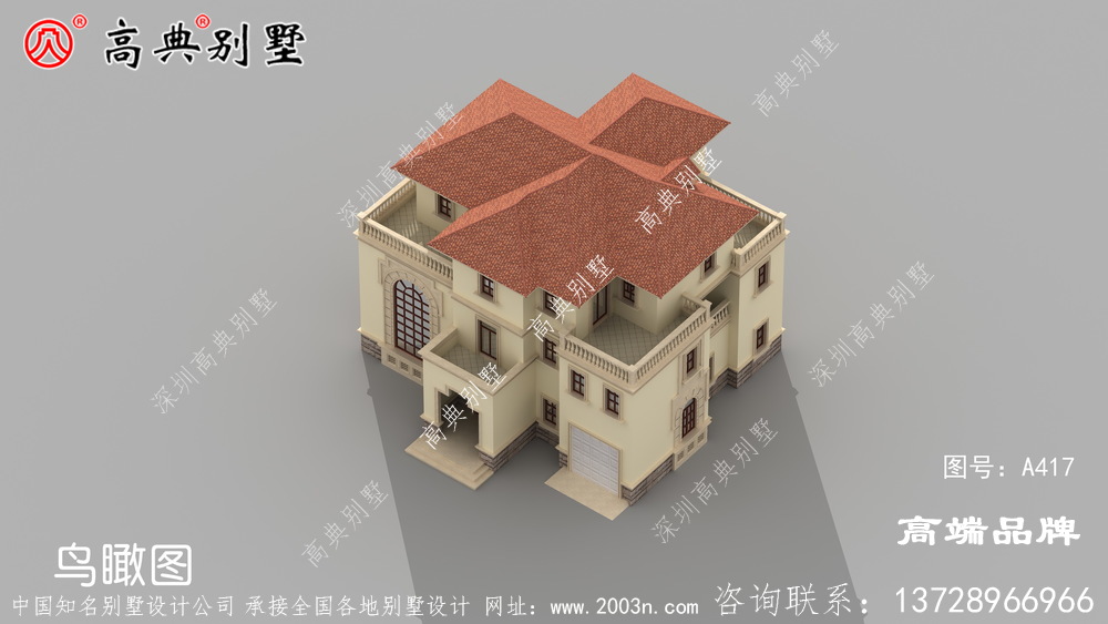 简约大方的三层欧式风格别墅效果图