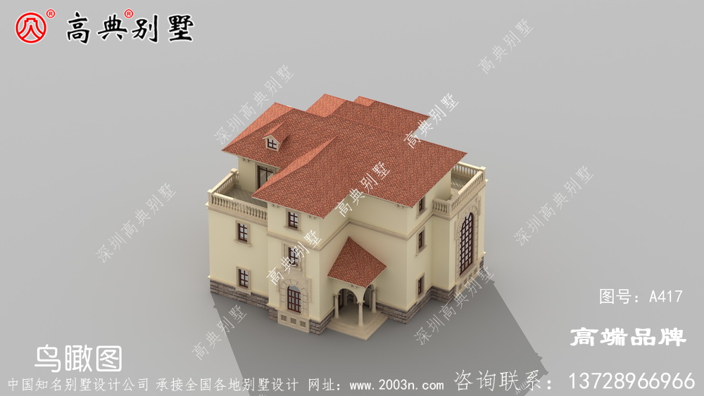 简约大方的三层欧式风格别墅效果图