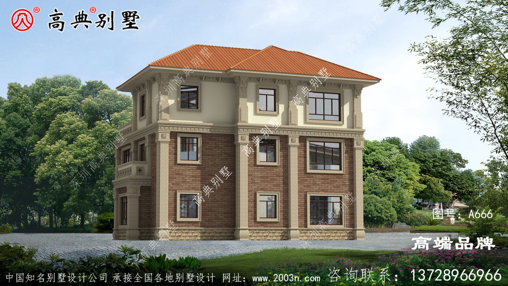 乡村三层170平方米别墅设计图，含外型照片