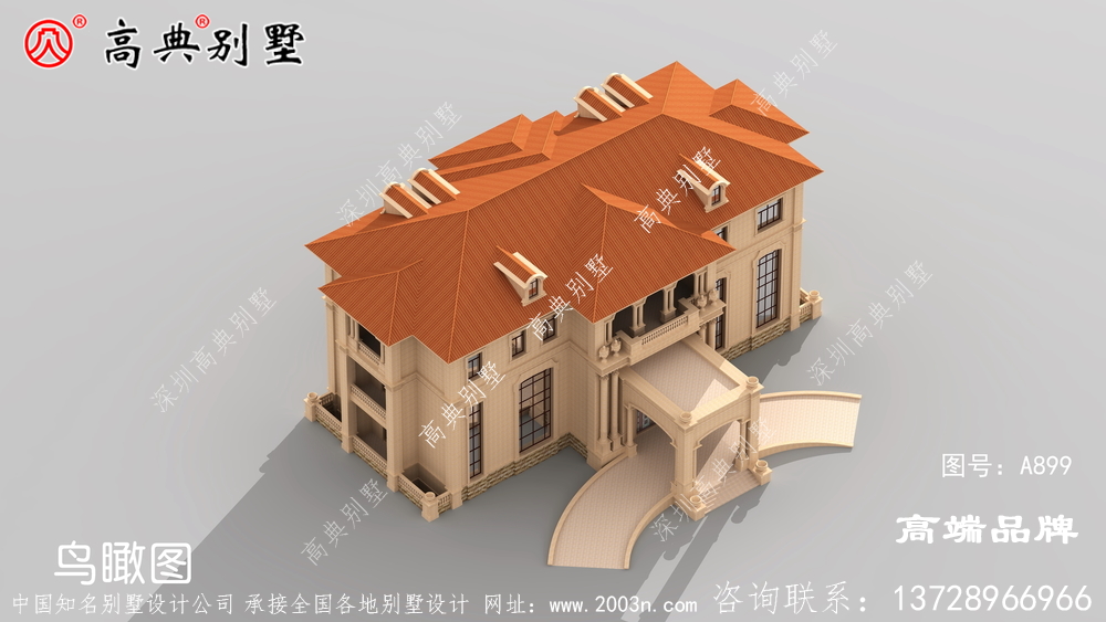 豪华欧式石材三层农村别墅的设计图