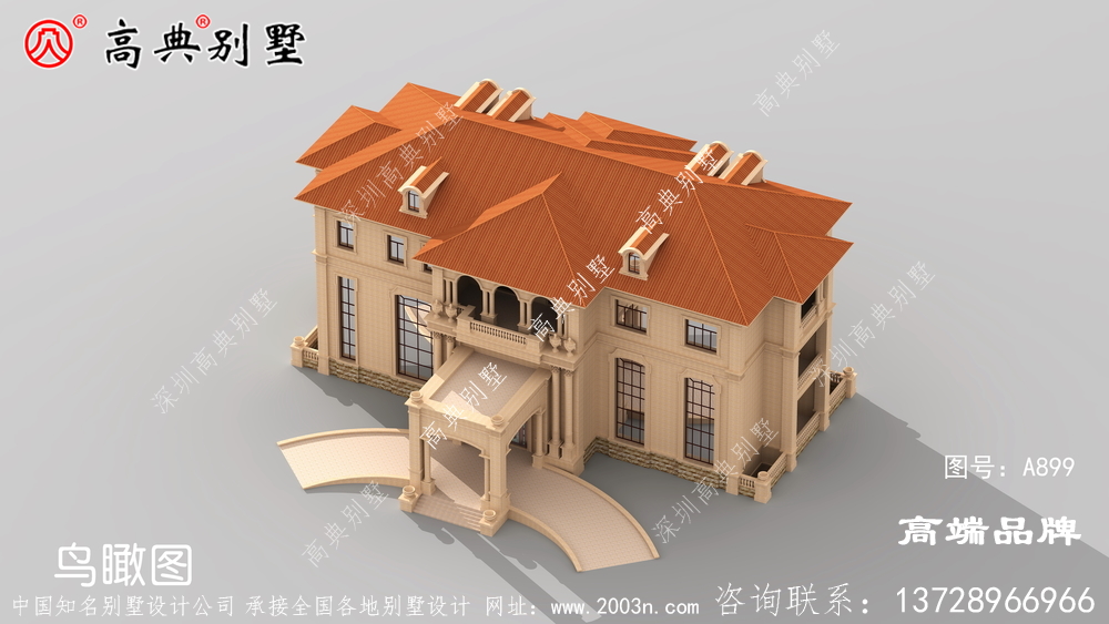 豪华欧式石材三层农村别墅的设计图