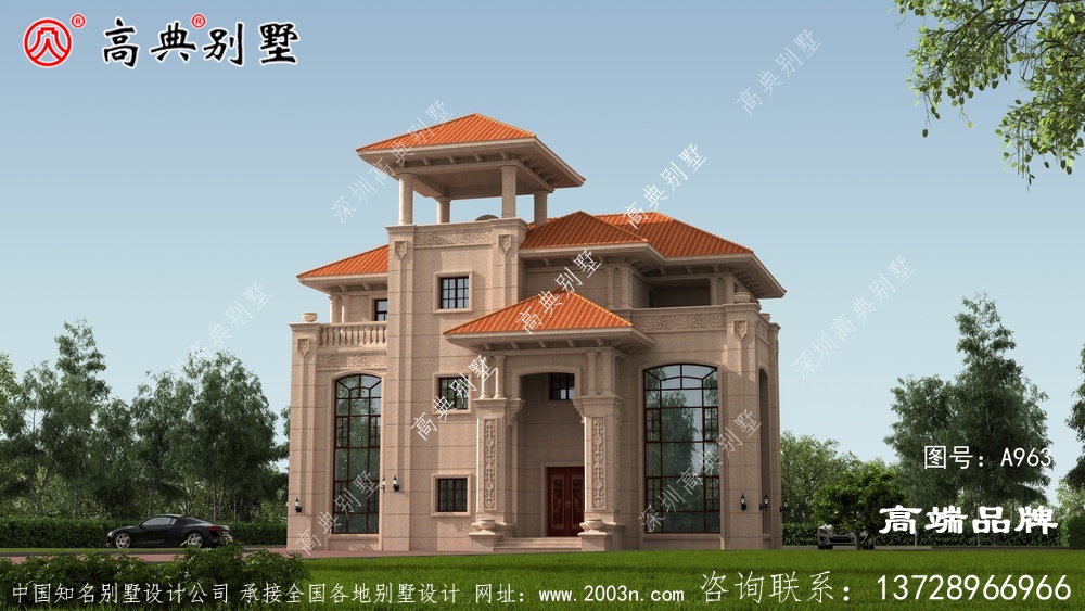 尽显清新美观的三层意大利风格石材别墅