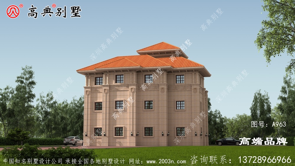 尽显清新美观的三层意大利风格石材别墅