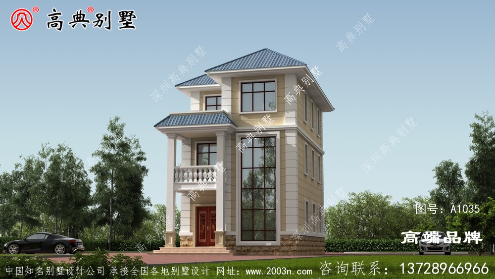 新农村自建小户型欧式风格三层别墅设计图纸