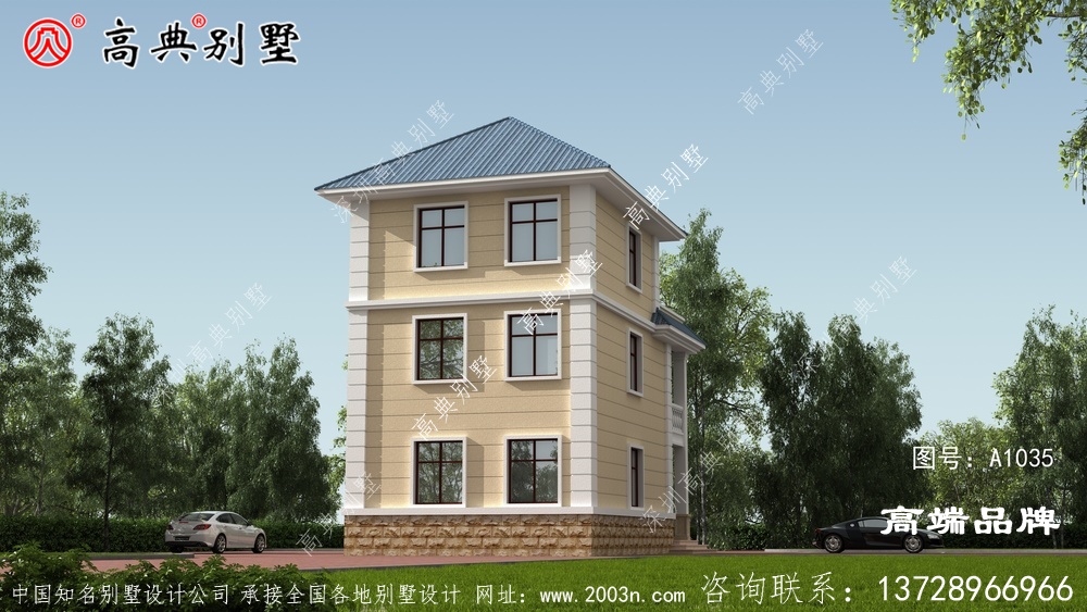 新农村自建小户型欧式风格三层别墅设计图纸