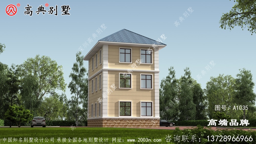新农村自建小户型欧式风格三层别墅设计图纸