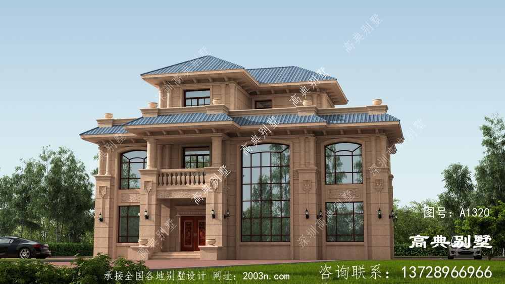 豪华经典三层欧式石材别墅设计图