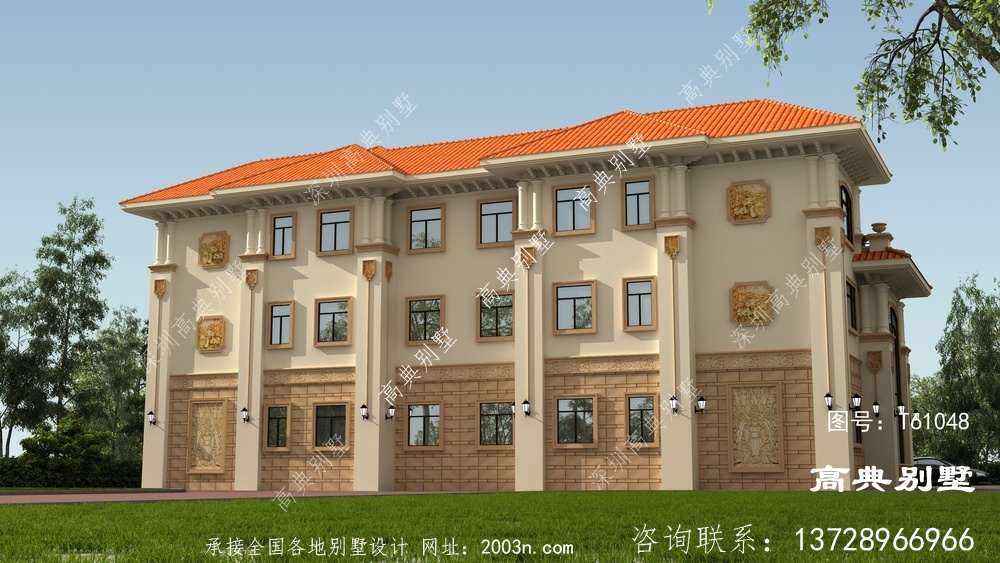 豪华欧式三层复式双拼别墅施工图及设计图