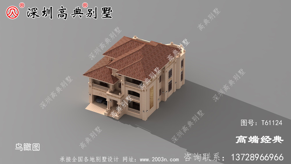 三层欧式别墅自建房，靓丽的外观色调